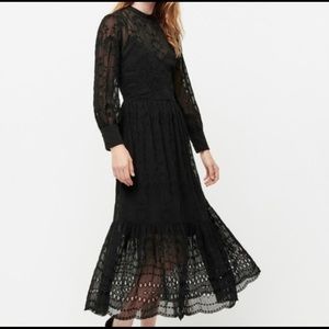 J.Crew Embroidered Long Sleeve Midi Dress